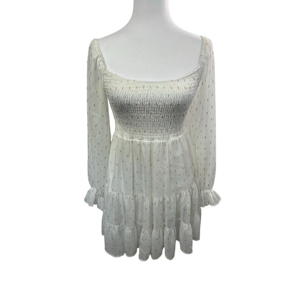 Altar'd State Women's White with
Gold and Silver Clip Chiffon Dress - Picture 1 of 8